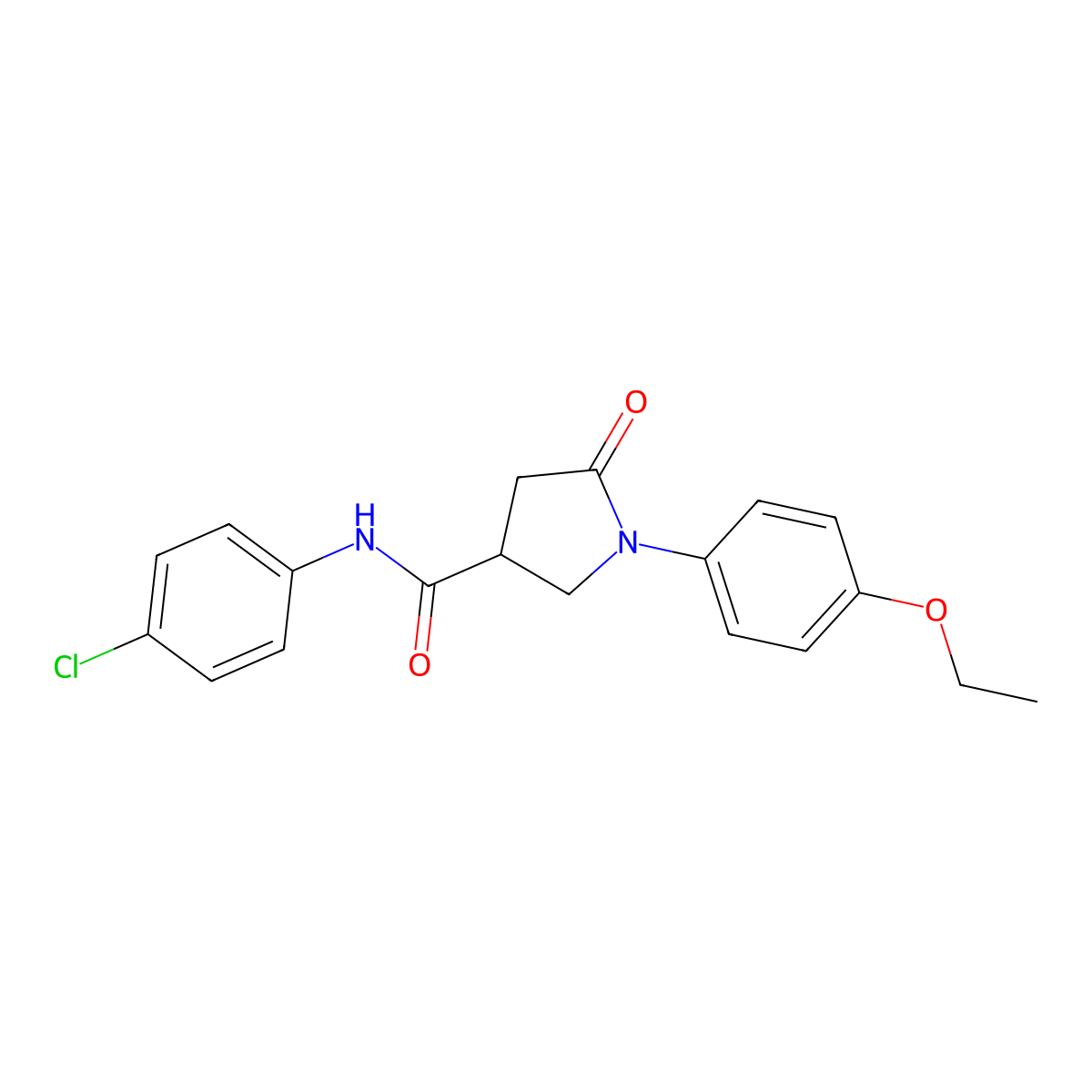 N-(4-chlorophenyl)-1-(4-ethoxyphenyl)-5-oxopyrrolidine-3-carboxamide molecular structure, CAS 713082-33-8
