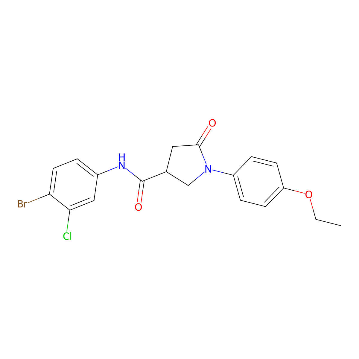 N-(4-bromo-3-chlorophenyl)-1-(4-ethoxyphenyl)-5-oxopyrrolidine-3-carboxamide molecular structure, CAS 713082-39-4