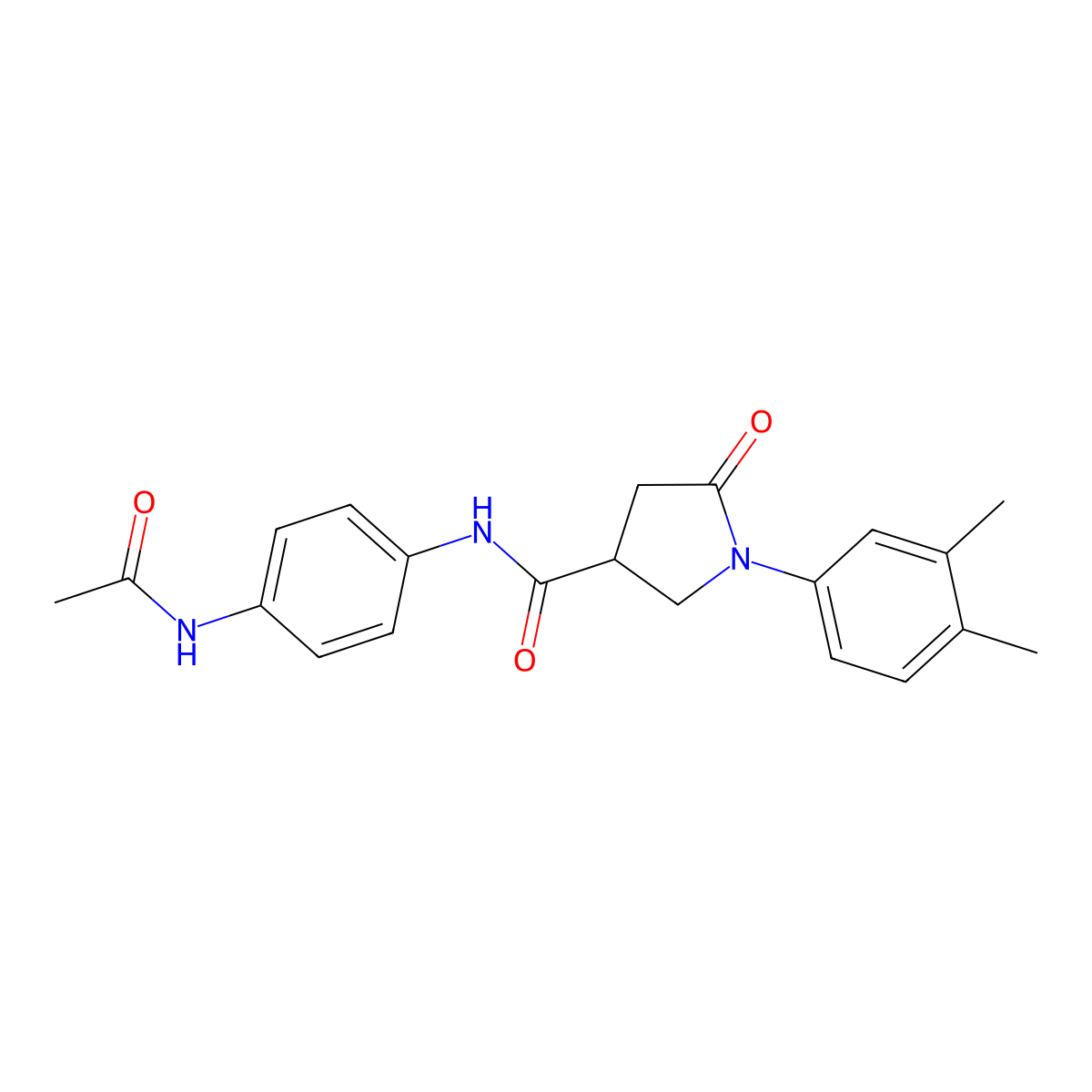 N-(4-acetamidophenyl)-1-(3,4-dimethylphenyl)-5-oxopyrrolidine-3-carboxamide molecular structure, CAS 713082-41-8