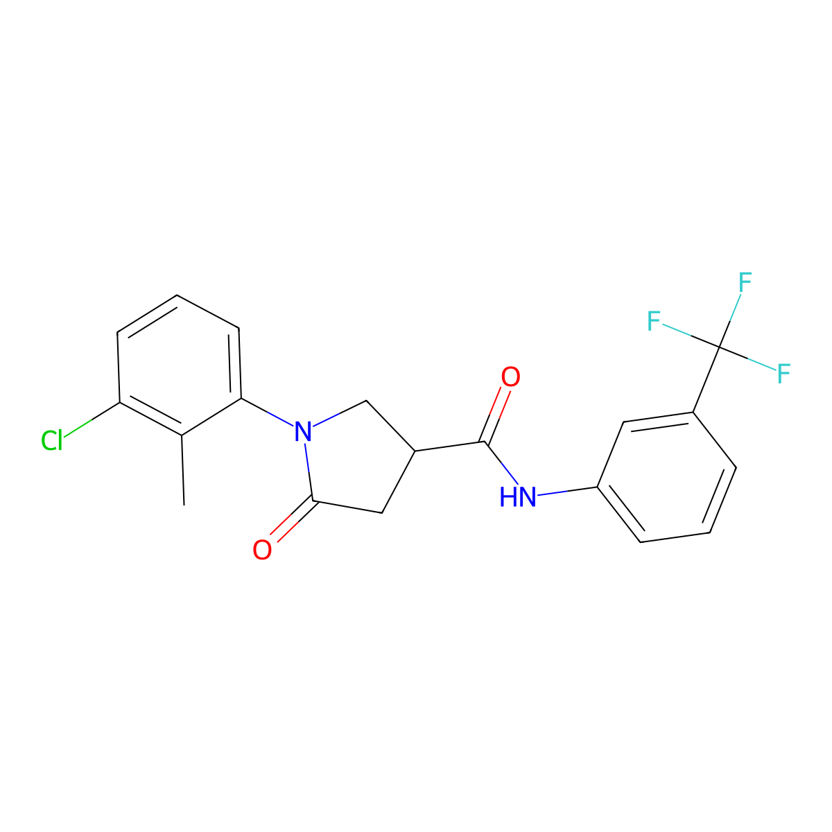 1-(3-chloro-2-methylphenyl)-5-oxo-N-[3-(trifluoromethyl)phenyl]pyrrolidine-3-carboxamide molecular structure, CAS 713082-46-3