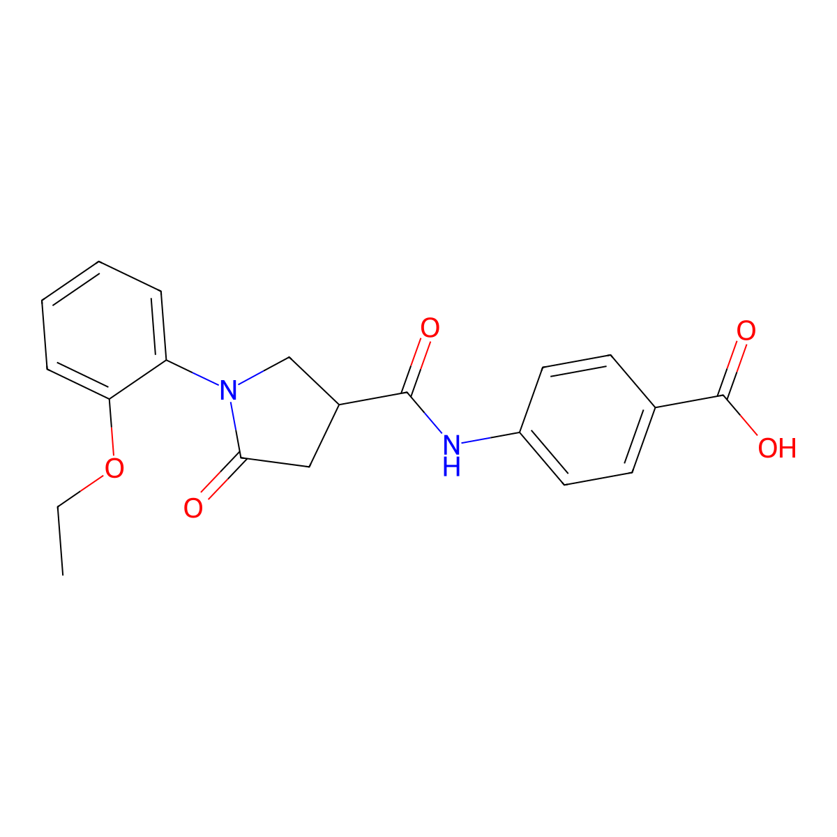 4-({[1-(2-Ethoxyphenyl)-5-oxo-3-pyrrolidinyl]carbonyl}amino)benzoic acid molecular structure, CAS 713082-49-6