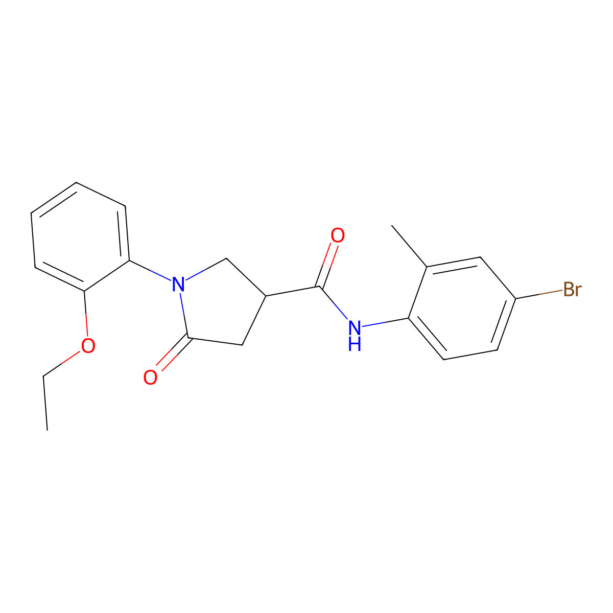 N-(4-bromo-2-methylphenyl)-1-(2-ethoxyphenyl)-5-oxopyrrolidine-3-carboxamide molecular structure, CAS 713082-50-9