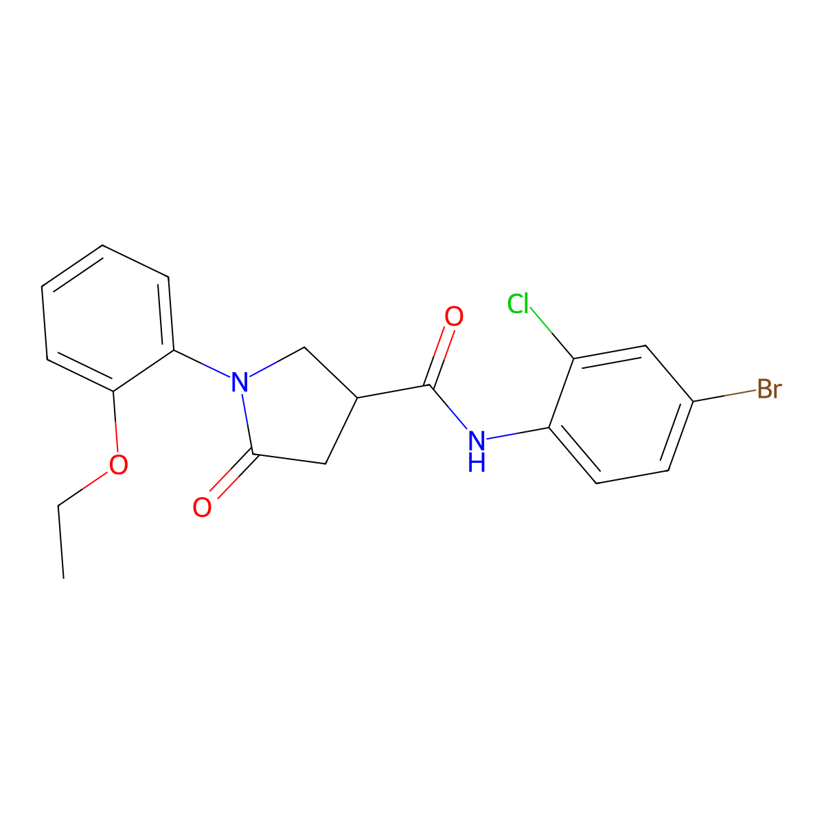 N-(4-bromo-2-chlorophenyl)-1-(2-ethoxyphenyl)-5-oxopyrrolidine-3-carboxamide molecular structure, CAS 713082-51-0
