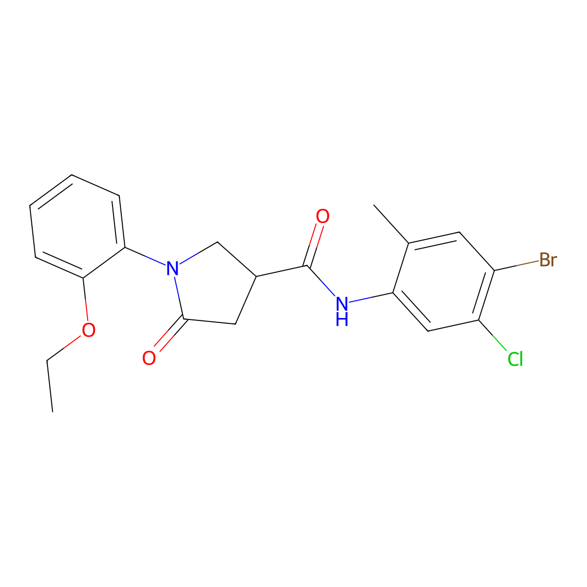 N-(4-bromo-5-chloro-2-methylphenyl)-1-(2-ethoxyphenyl)-5-oxopyrrolidine-3-carboxamide molecular structure, CAS 713082-52-1