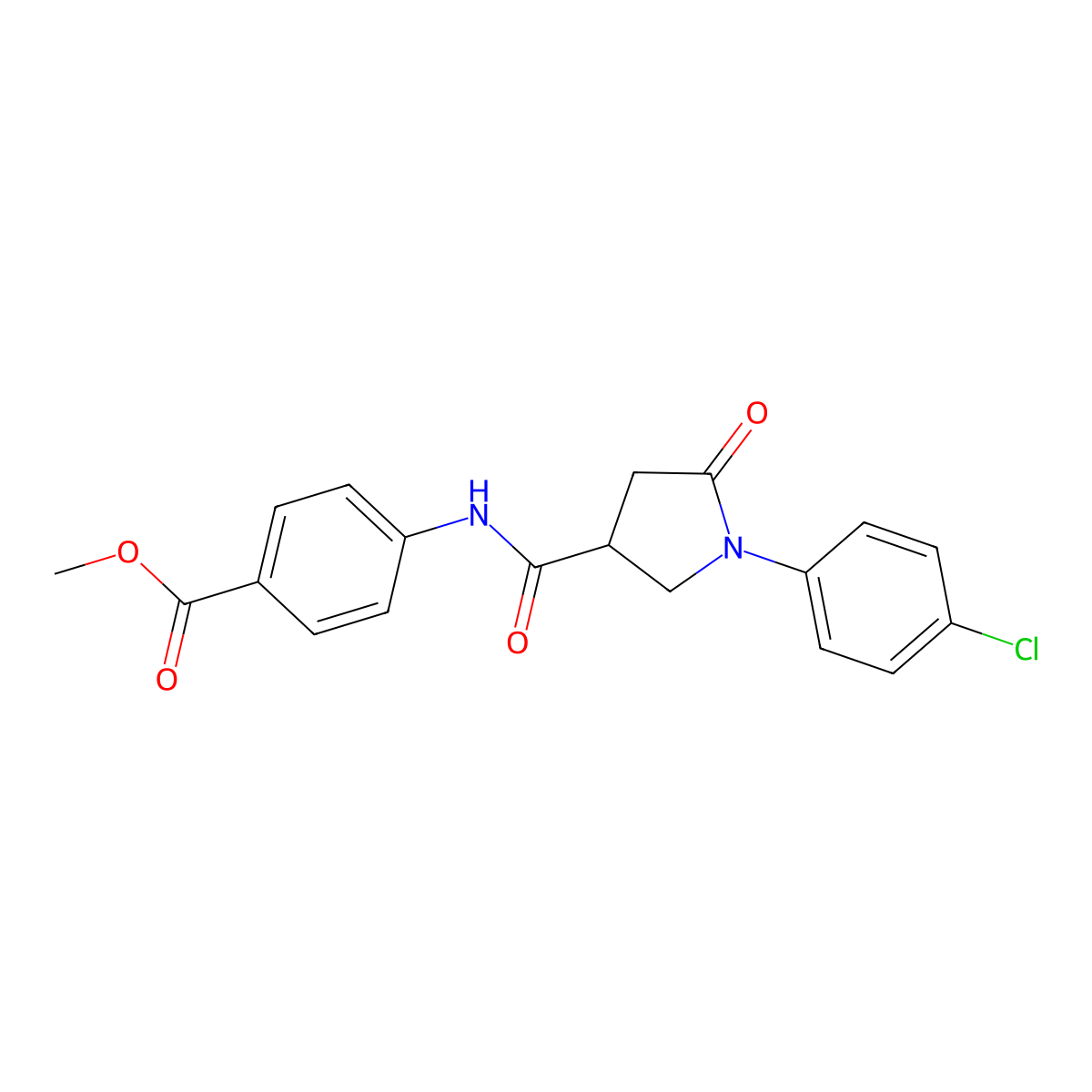 Methyl 4-[[1-(4-chlorophenyl)-5-oxopyrrolidine-3-carbonyl]amino]benzoate molecular structure, CAS 713082-54-3