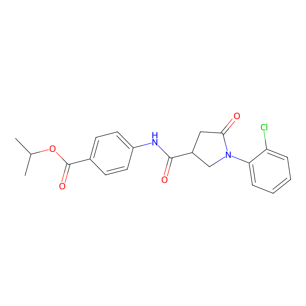 Isopropyl 4-({[1-(2-chlorophenyl)-5-oxo-3-pyrrolidinyl]carbonyl}amino)benzoate molecular structure, CAS 713082-56-5