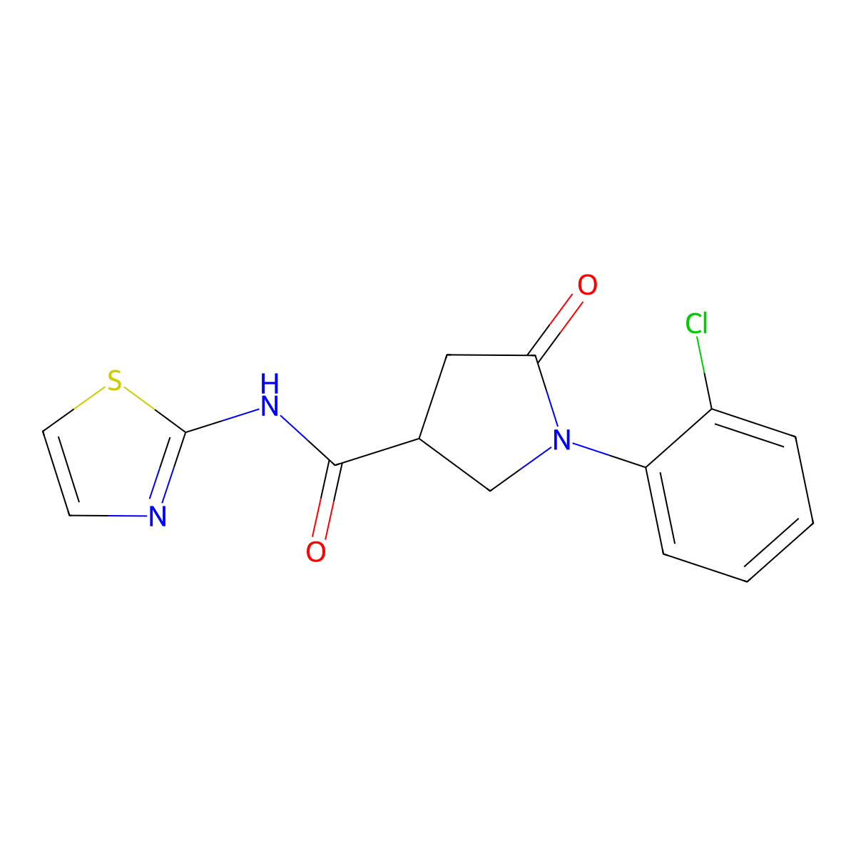 1-(2-chlorophenyl)-5-oxo-N-(1,3-thiazol-2-yl)pyrrolidine-3-carboxamide molecular structure, CAS 713082-60-1