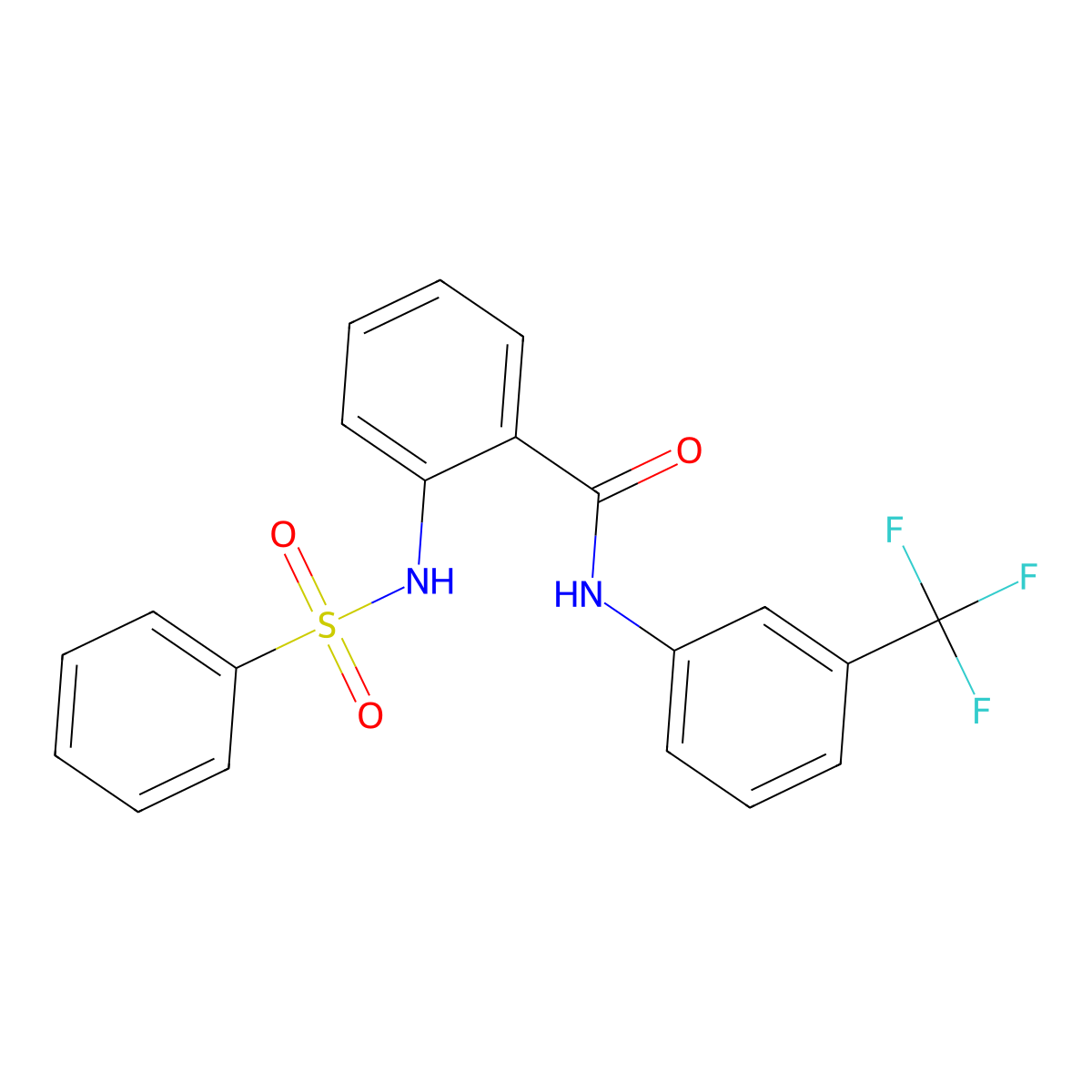 2-(benzenesulfonamido)-N-[3-(trifluoromethyl)phenyl]benzamide molecular structure, CAS 713082-67-8