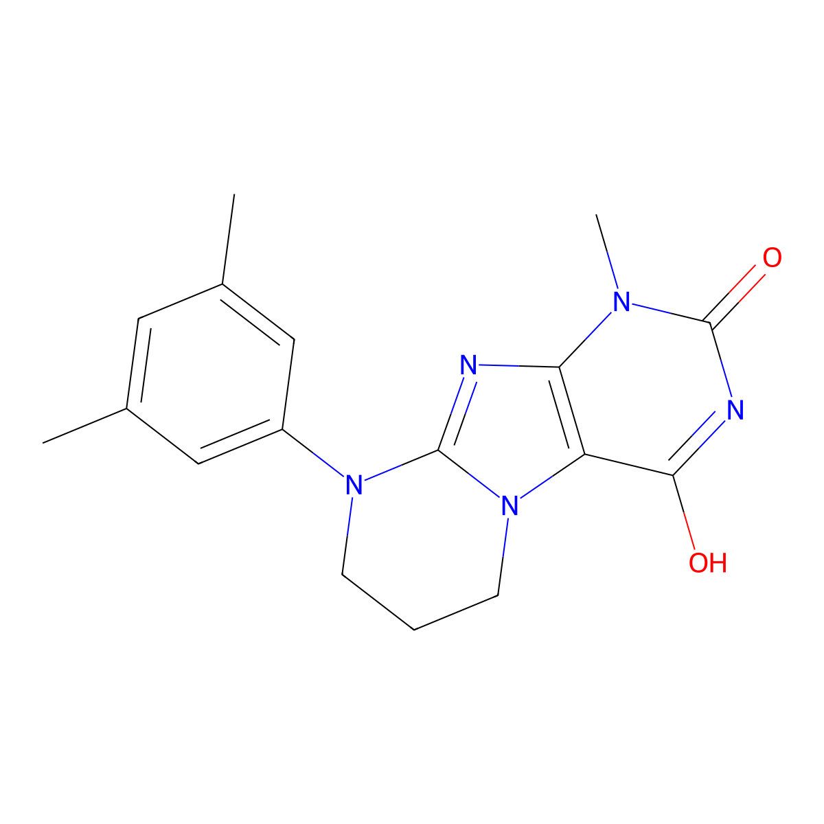 9-(3,5-dimethylphenyl)-1-methyl-7,8-dihydro-6H-purino[7,8-a]pyrimidine-2,4-dione molecular structure, CAS 713083-05-7