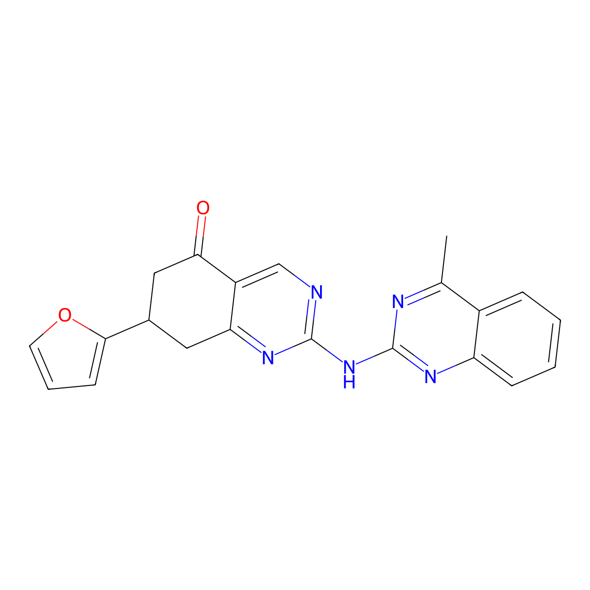 7-(2-furyl)-2-[(4-methylquinazolin-2-yl)amino]-7,8-dihydroquinazolin-5(6H)-one molecular structure, CAS 713083-55-7
