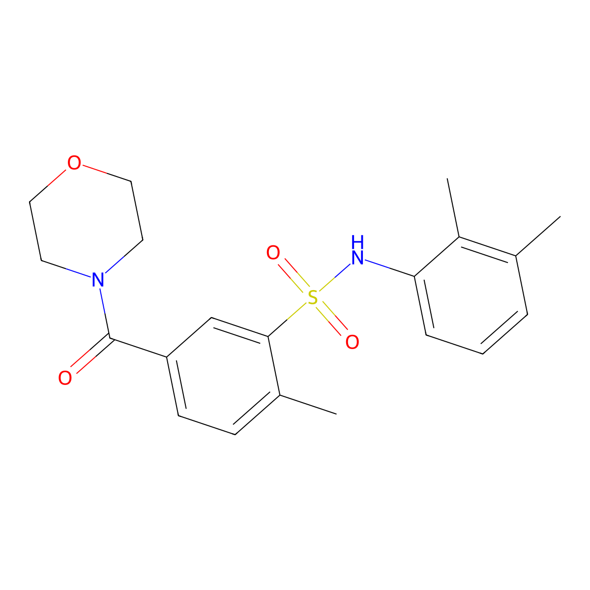 N-(2,3-dimethylphenyl)-2-methyl-5-(4-morpholinylcarbonyl)benzenesulfonamide molecular structure, CAS 713083-60-4