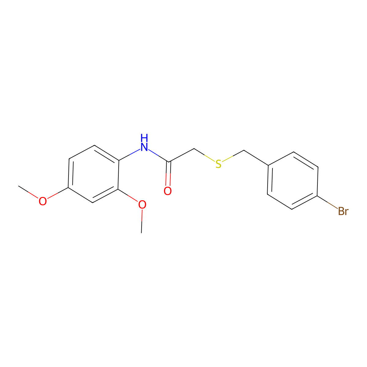 2-[(4-bromophenyl)methylsulfanyl]-N-(2,4-dimethoxyphenyl)acetamide molecular structure, CAS 713083-90-0