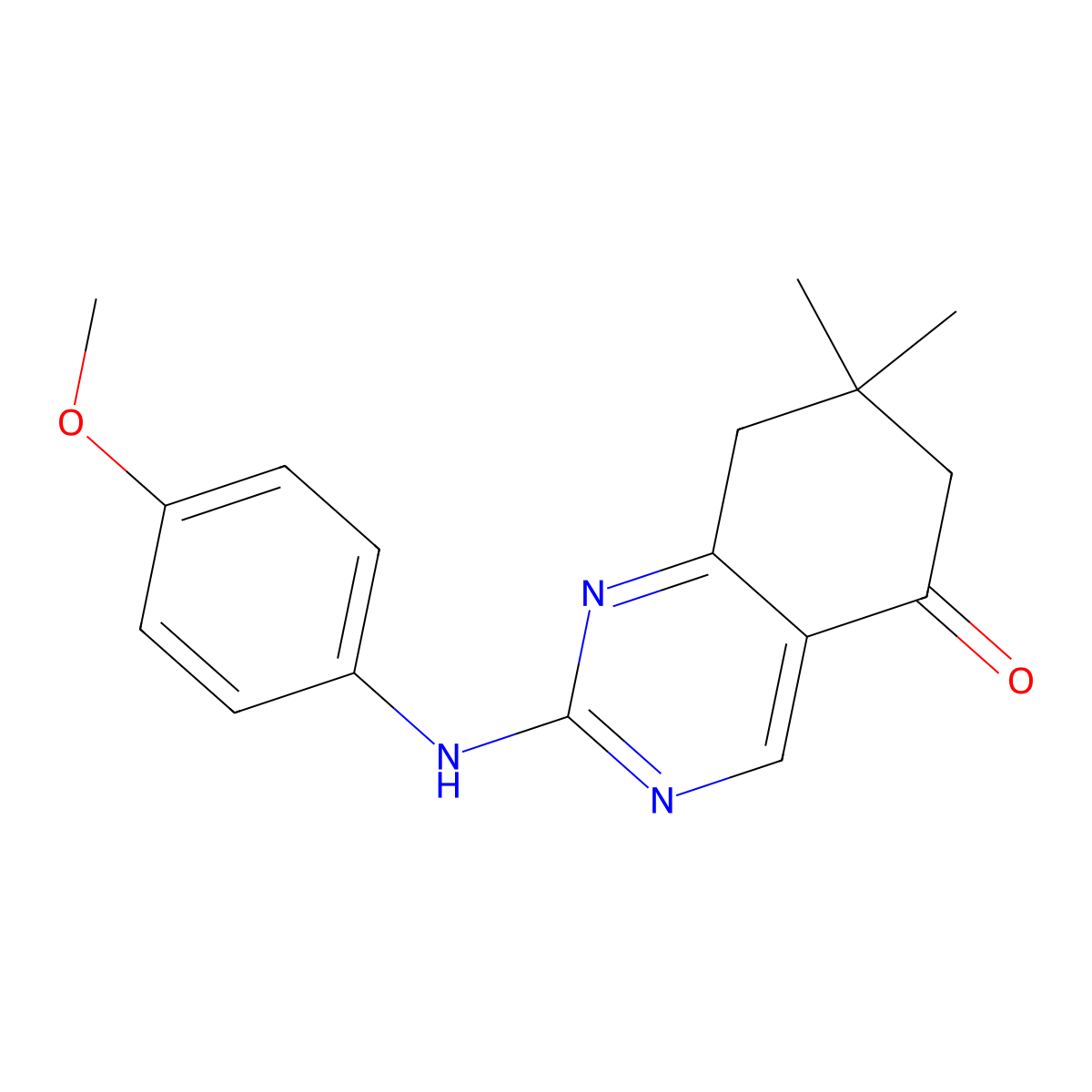 2-[(4-methoxyphenyl)amino]-7,7-dimethyl-7,8-dihydroquinazolin-5(6H)-one molecular structure, CAS 713084-07-2