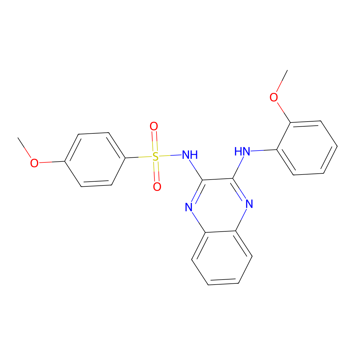 4-methoxy-N-(3-((2-methoxyphenyl)amino)quinoxalin-2-yl)benzenesulfonamide molecular structure, CAS 713084-09-4