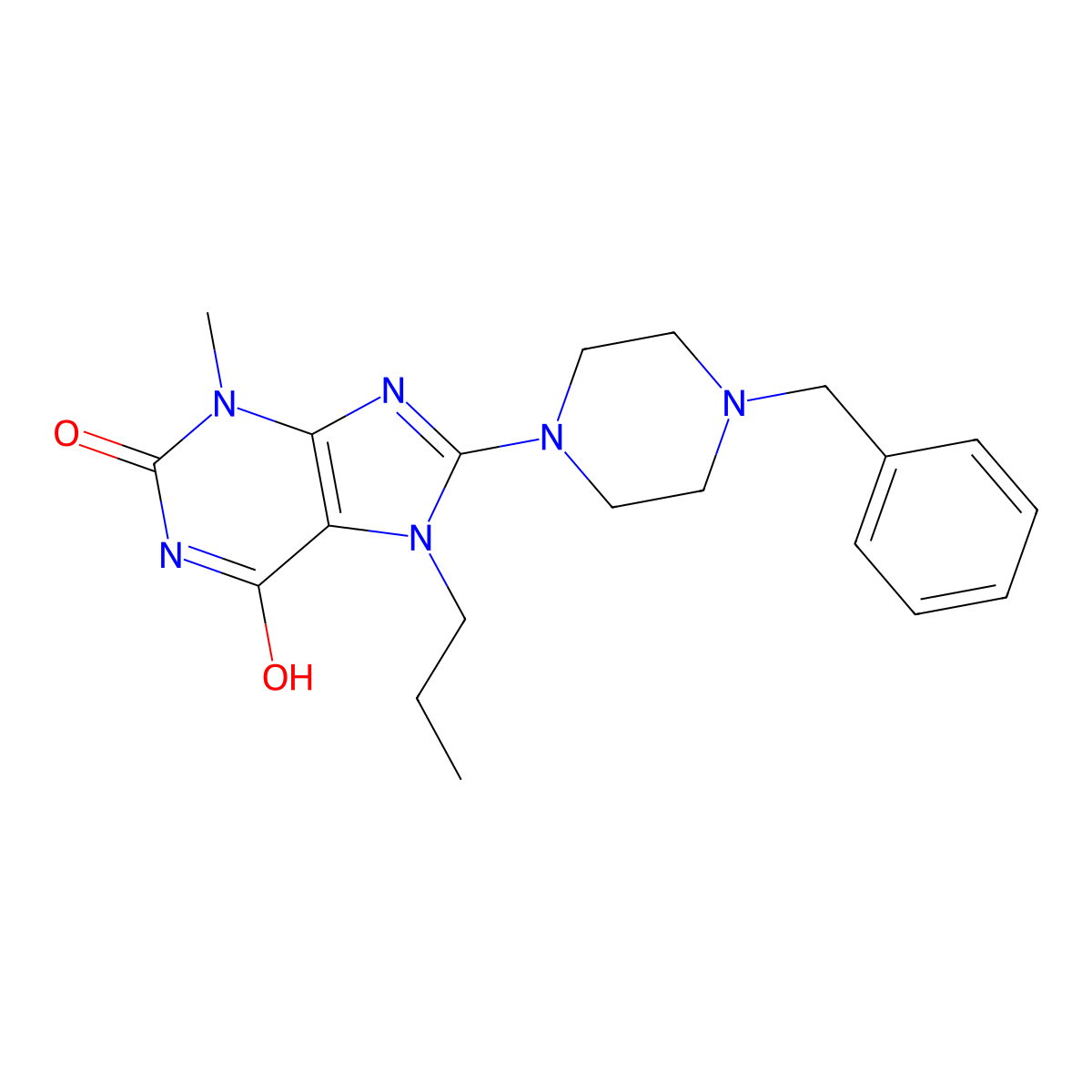 8-(4-Benzylpiperazin-1-yl)-3-methyl-7-propylpurine-2,6-dione molecular structure, CAS 713084-11-8