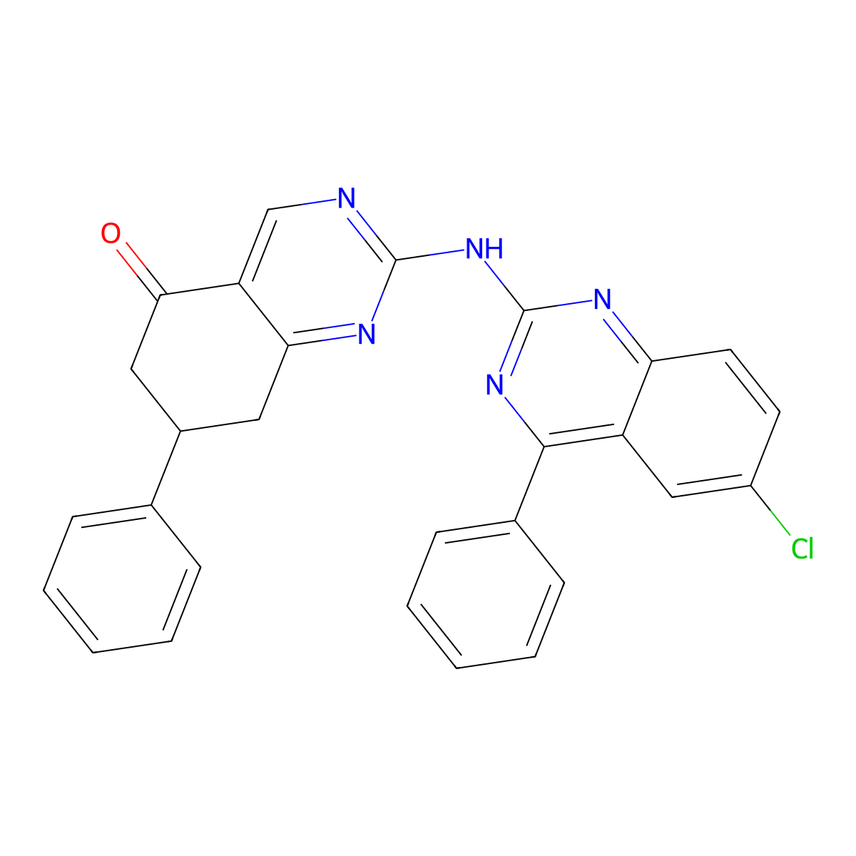 2-[(6-chloro-4-phenylquinazolin-2-yl)amino]-7-phenyl-7,8-dihydroquinazolin-5(6H)-one molecular structure, CAS 713084-41-4