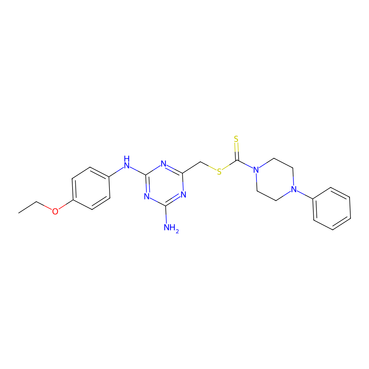 {4-Amino-6-[(4-ethoxyphenyl)amino]-1,3,5-triazin-2-yl}methyl 4-phenylpiperazine-1-carbodithioate molecular structure, CAS 713085-19-9