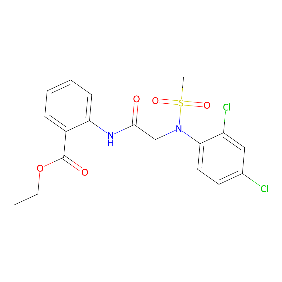 ethyl 2-{[N-(2,4-dichlorophenyl)-N-(methylsulfonyl)glycyl]amino}benzoate molecular structure, CAS 713086-00-1