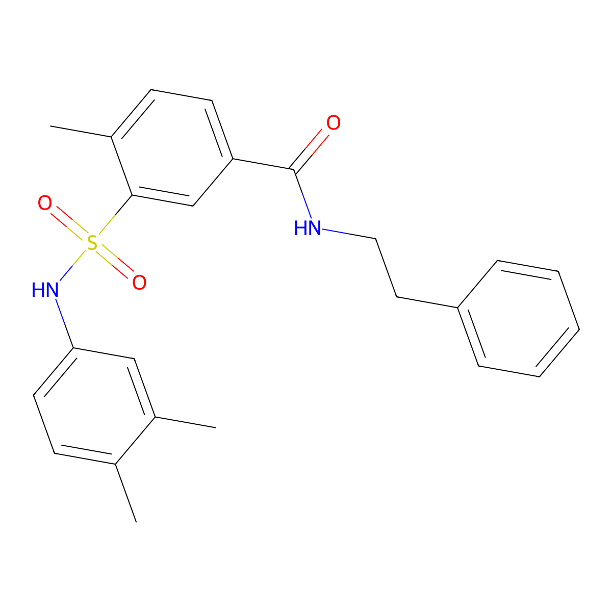 3-[(3,4-dimethylphenyl)sulfamoyl]-4-methyl-N-(2-phenylethyl)benzamide molecular structure, CAS 713086-16-9