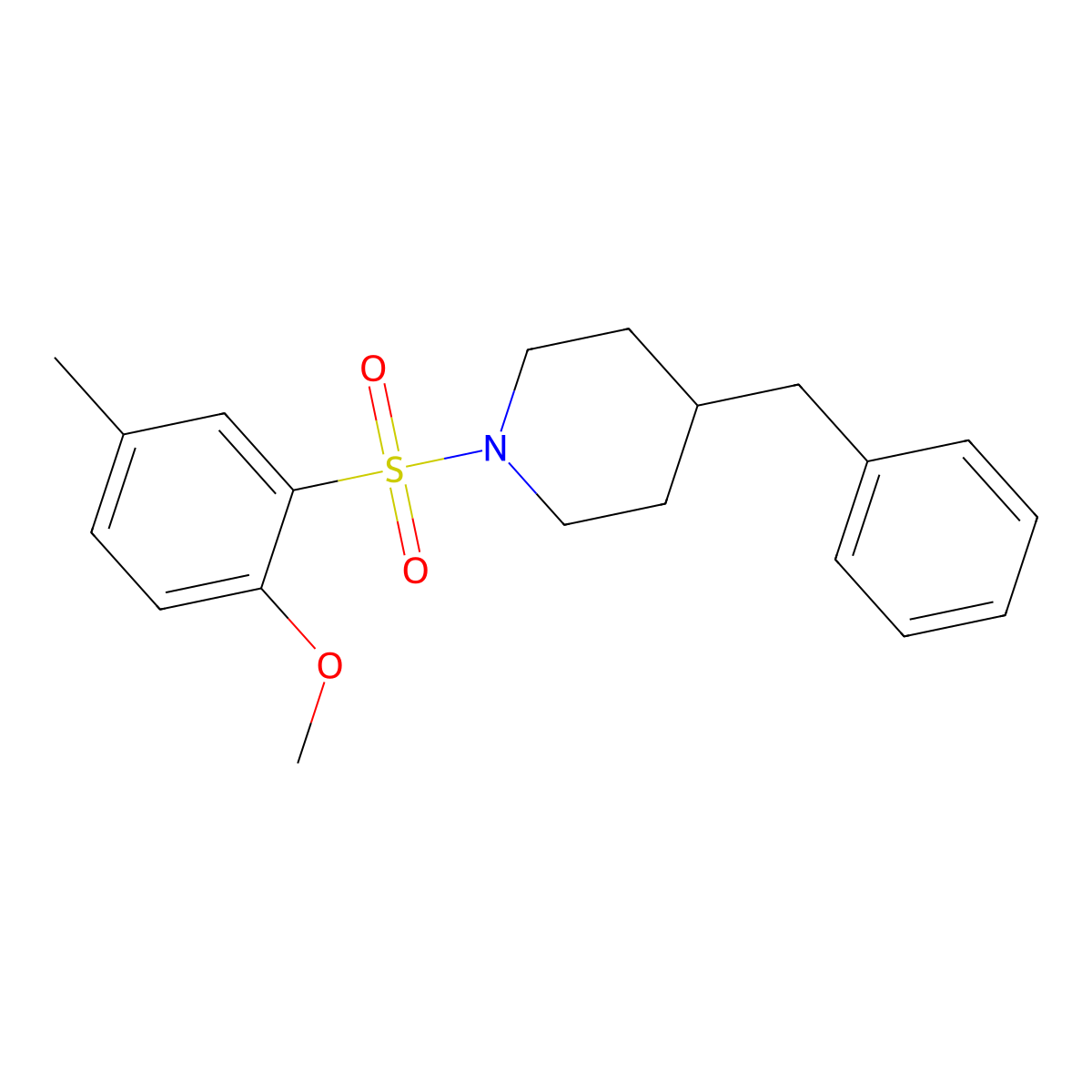 4-Benzyl-1-(2-methoxy-5-methylbenzenesulfonyl)piperidine molecular structure, CAS 713086-60-3
