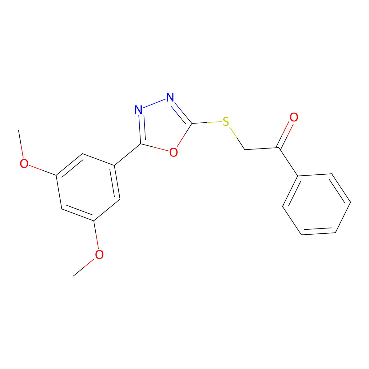 2-{[5-(3,5-Dimethoxyphenyl)-1,3,4-oxadiazol-2-yl]sulfanyl}-1-phenylethan-1-one molecular structure, CAS 713087-09-3
