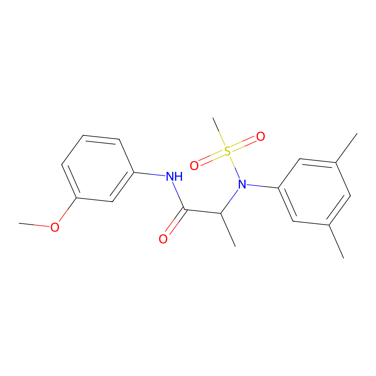 2-(3,5-dimethyl-N-methylsulfonylanilino)-N-(3-methoxyphenyl)propanamide molecular structure, CAS 713087-48-0