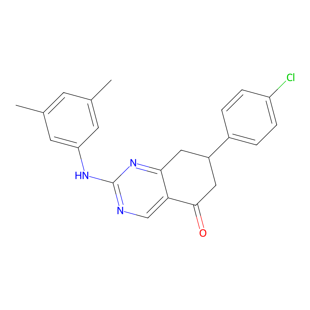 7-(4-chlorophenyl)-2-[(3,5-dimethylphenyl)amino]-7,8-dihydroquinazolin-5(6H)-one molecular structure, CAS 713087-53-7