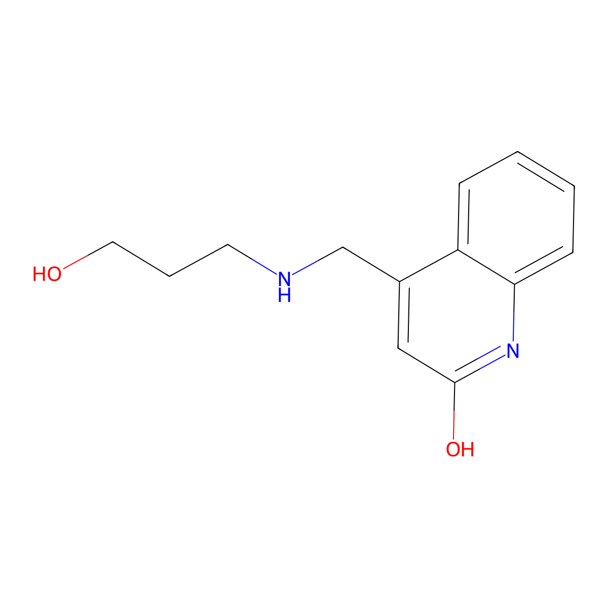 4-(((3-Hydroxypropyl)amino)methyl)quinolin-2-ol molecular structure, CAS 713087-75-3