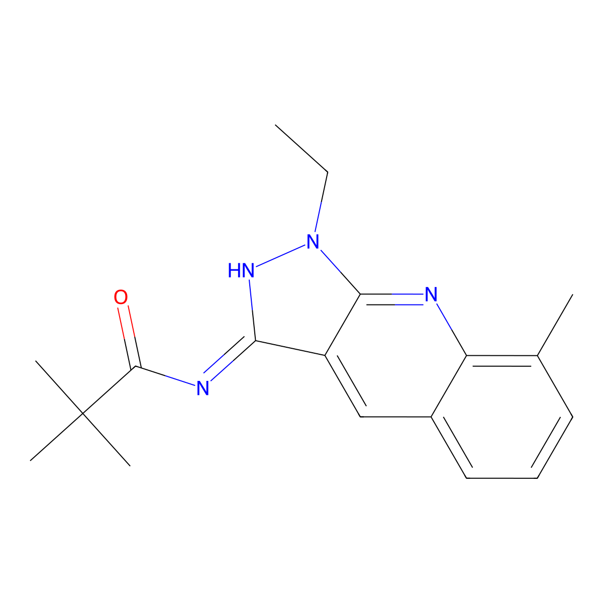 N-(1-ethyl-8-methylpyrazolo[3,4-b]quinolin-3-yl)-2,2-dimethylpropanamide molecular structure, CAS 713087-86-6