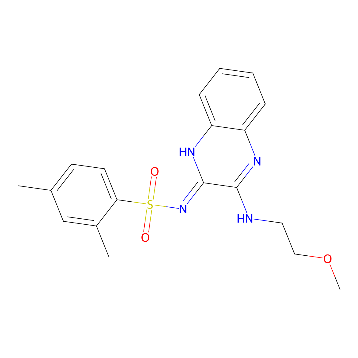 N-[3-(2-methoxyethylamino)quinoxalin-2-yl]-2,4-dimethylbenzenesulfonamide molecular structure, CAS 713088-08-5