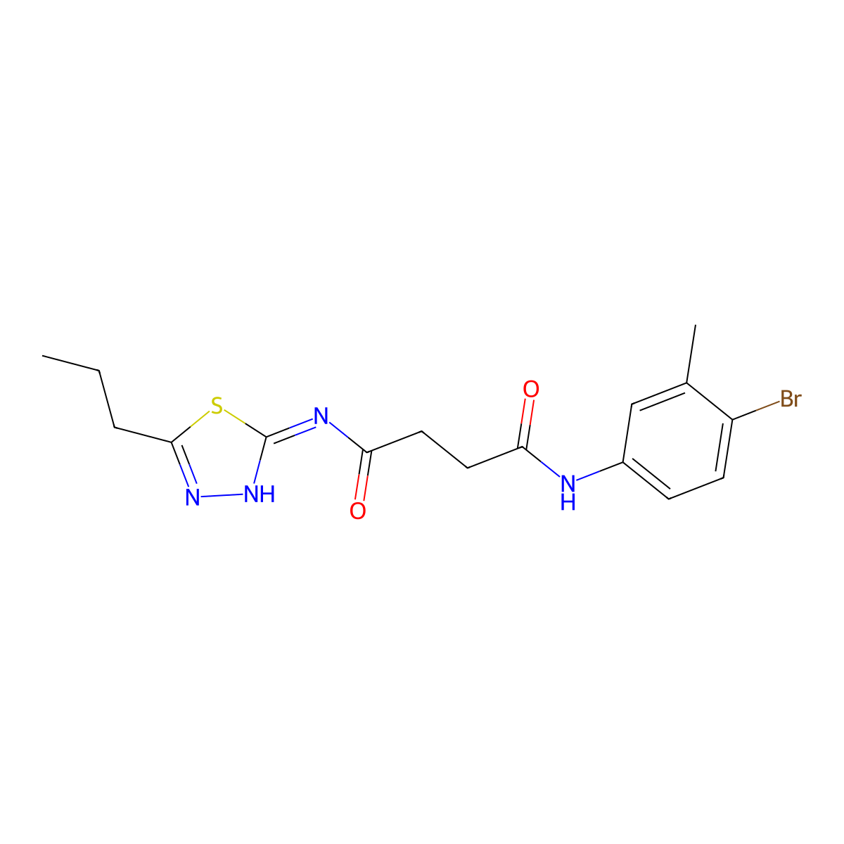 N1-(4-bromo-3-methylphenyl)-N4-(5-propyl-1,3,4-thiadiazol-2-yl)succinamide molecular structure, CAS 713088-36-9