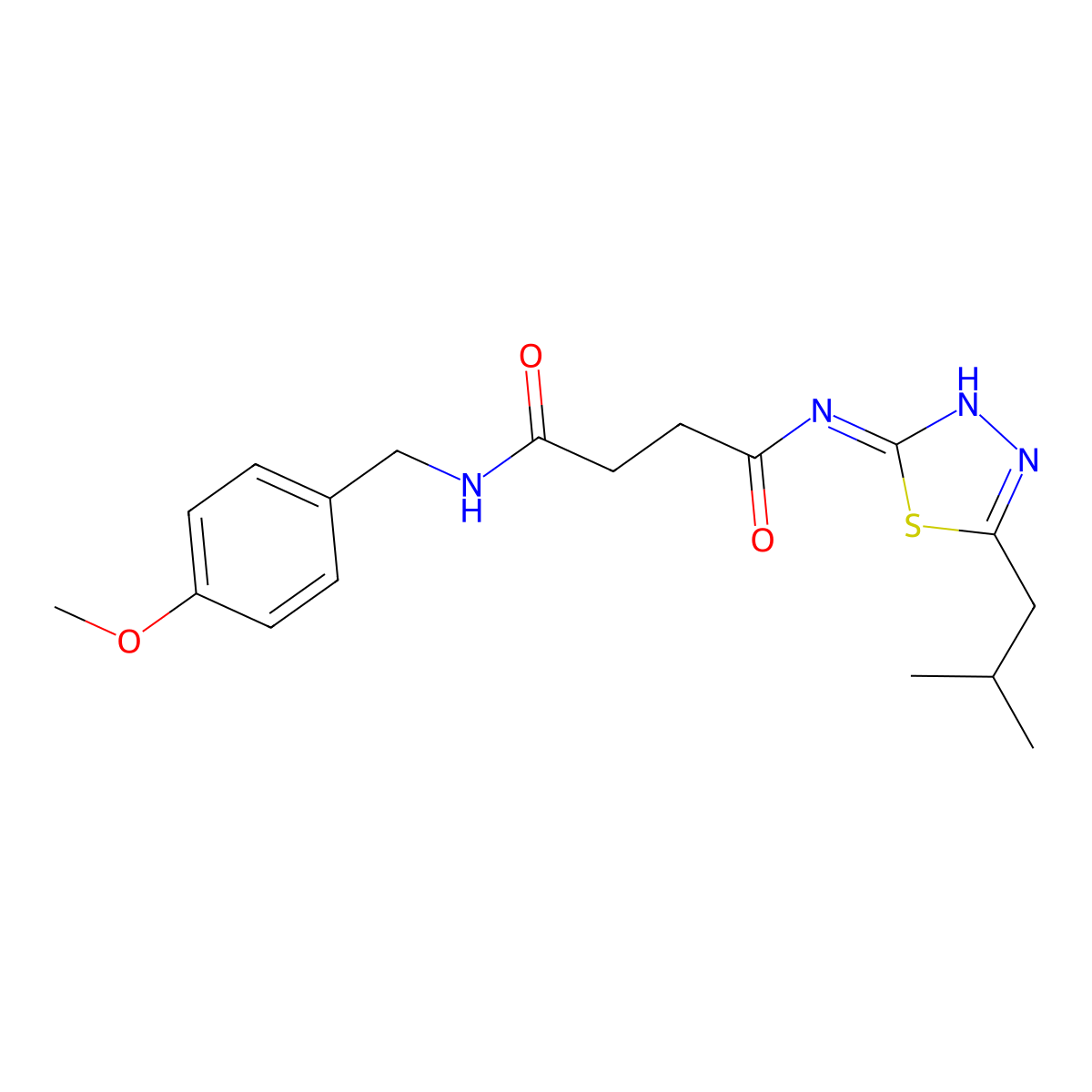 N-[(4-methoxyphenyl)methyl]-N'-[5-(2-methylpropyl)-1,3,4-thiadiazol-2-yl]butanediamide molecular structure, CAS 713088-81-4