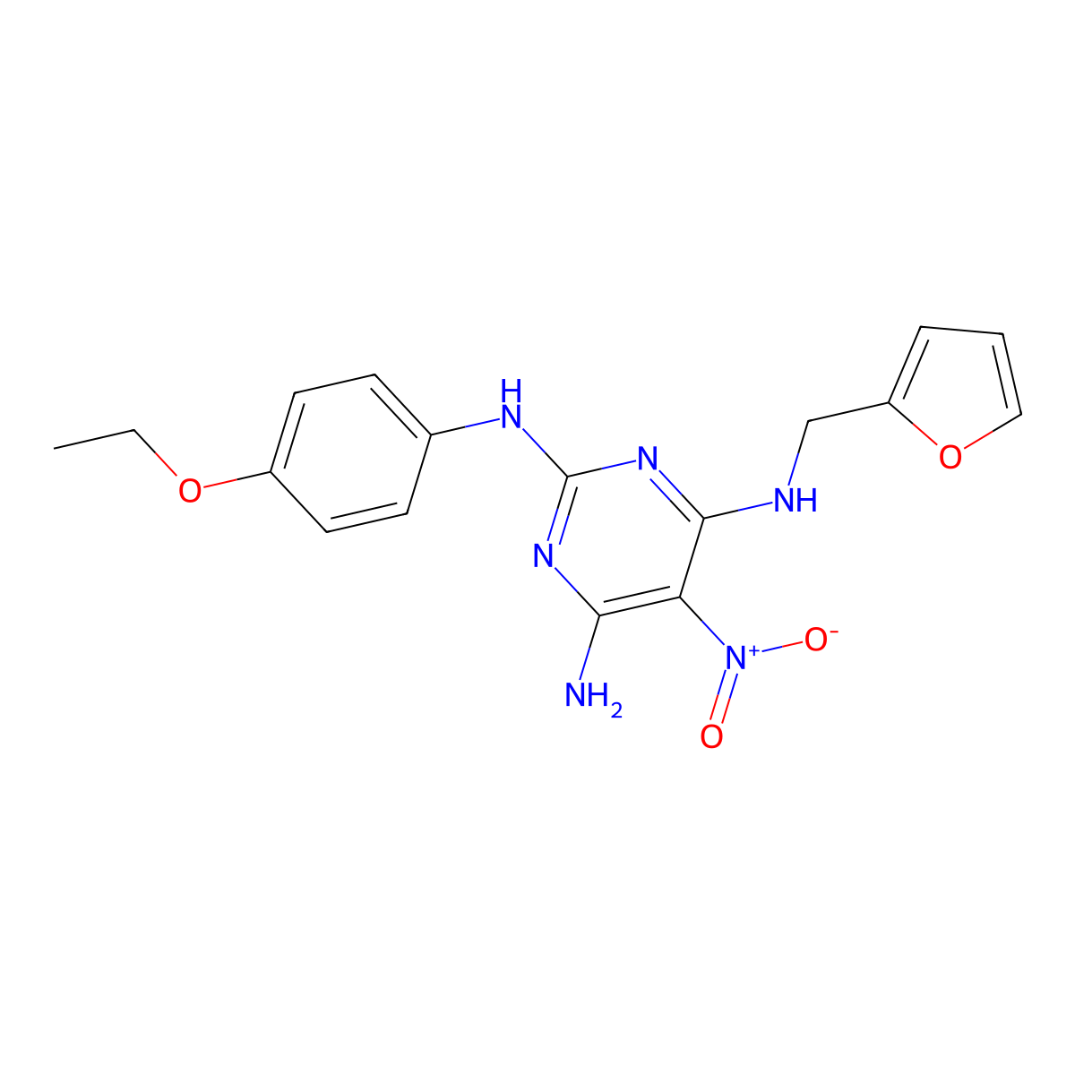 {6-Amino-2-[(4-ethoxyphenyl)amino]-5-nitropyrimidin-4-yl}(2-furylmethyl)amine molecular structure, CAS 713088-90-5