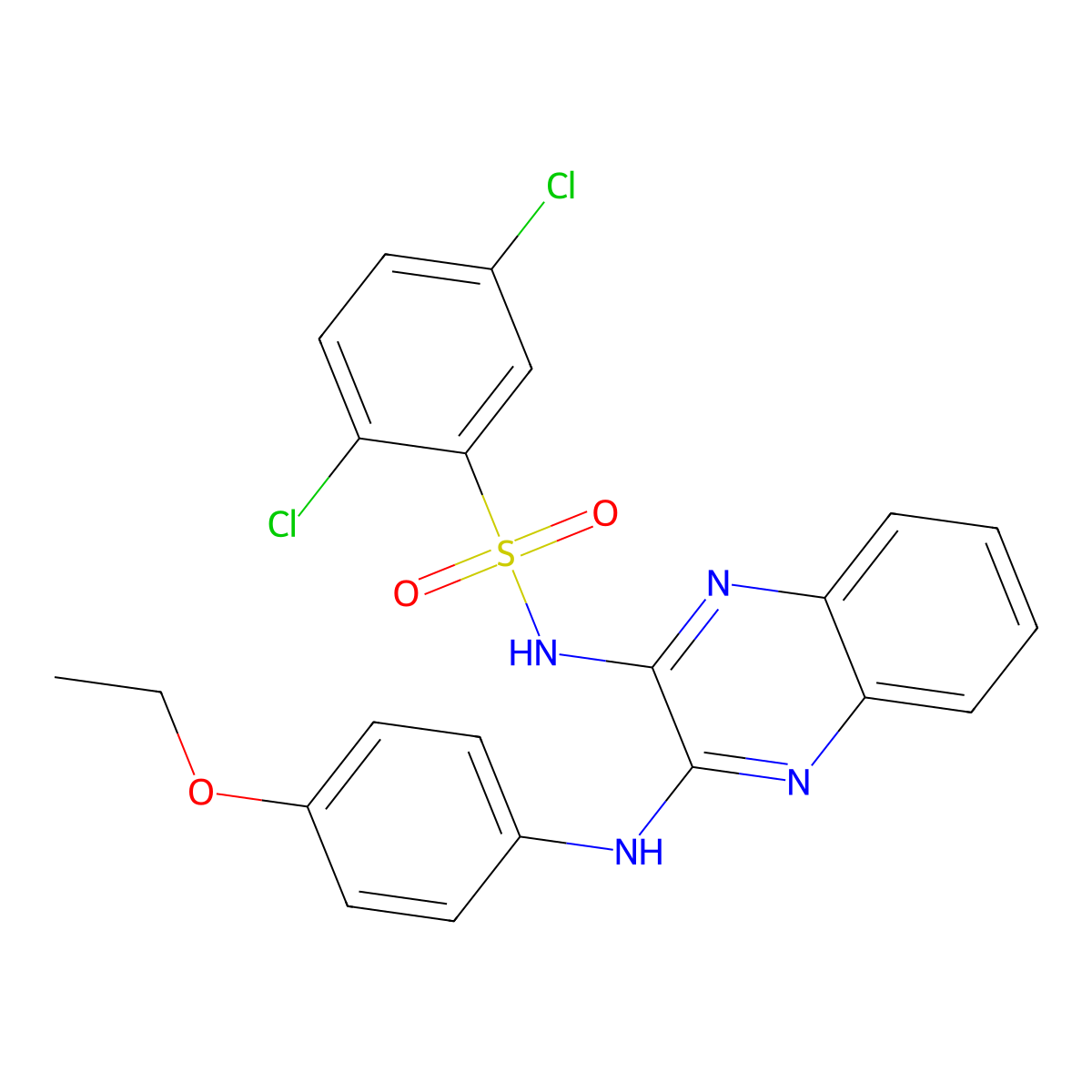 2,5-dichloro-N-{3-[(4-ethoxyphenyl)amino]quinoxalin-2-yl}benzenesulfonamide molecular structure, CAS 713088-91-6