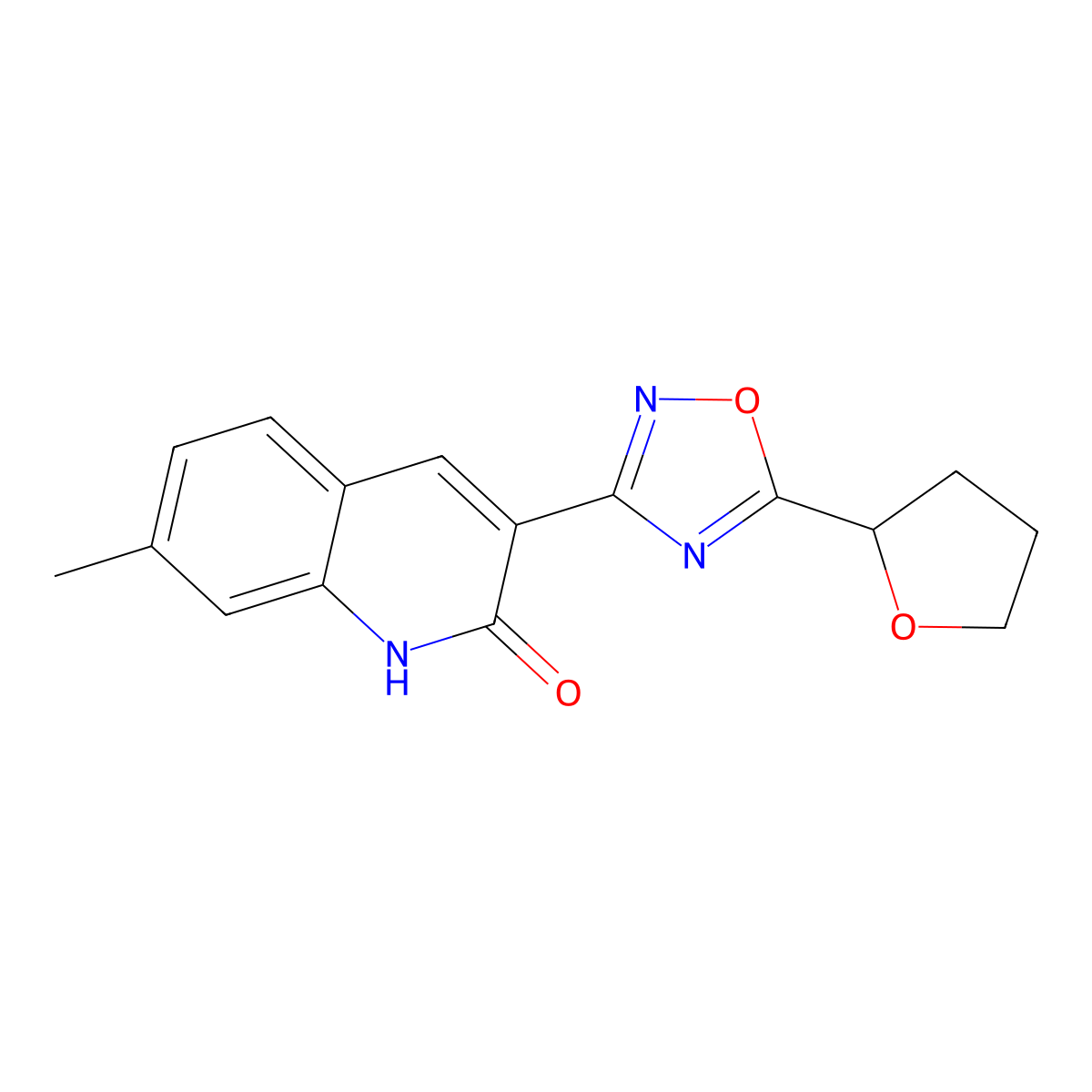 7-Methyl-3-(5-(tetrahydrofuran-2-yl)-1,2,4-oxadiazol-3-yl)quinolin-2-ol molecular structure, CAS 713089-30-6