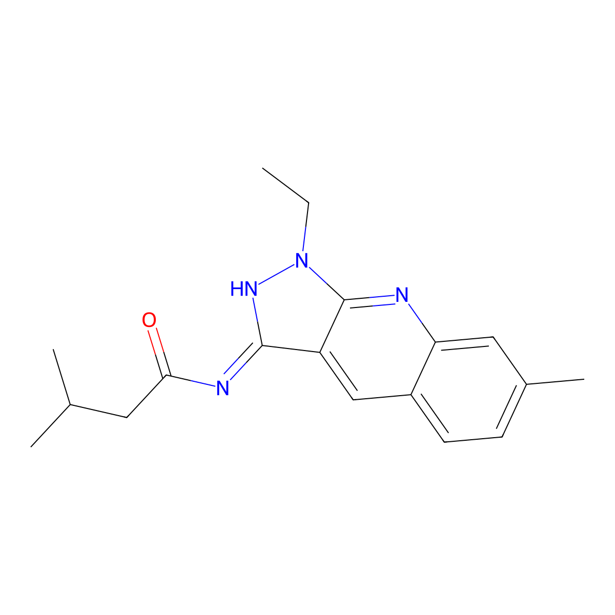 N-(1-ethyl-7-methylpyrazolo[3,4-b]quinolin-3-yl)-3-methylbutanamide molecular structure, CAS 713089-56-6