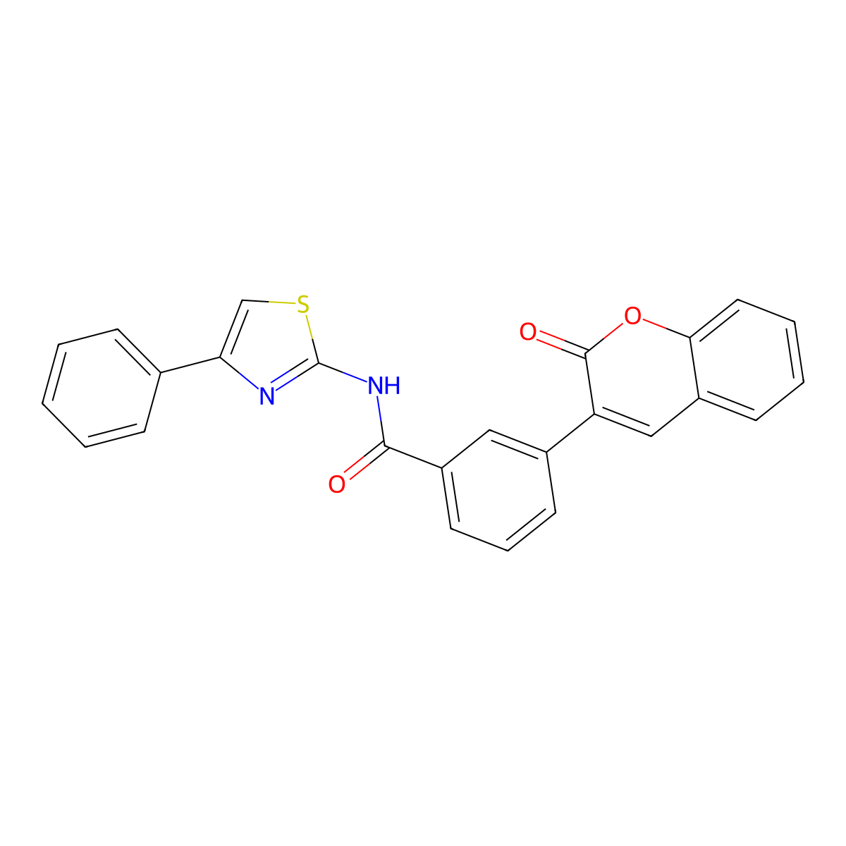 3-(2-oxochromen-3-yl)-N-(4-phenyl-1,3-thiazol-2-yl)benzamide molecular structure, CAS 713089-61-3