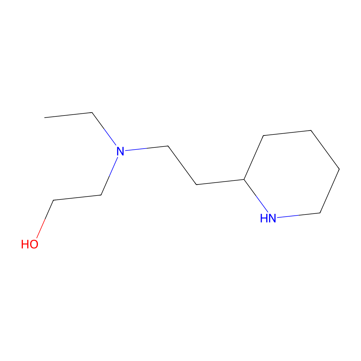 2-[Ethyl[2-(2-piperidinyl)ethyl]amino]ethanol molecular structure, CAS 71309-91-6