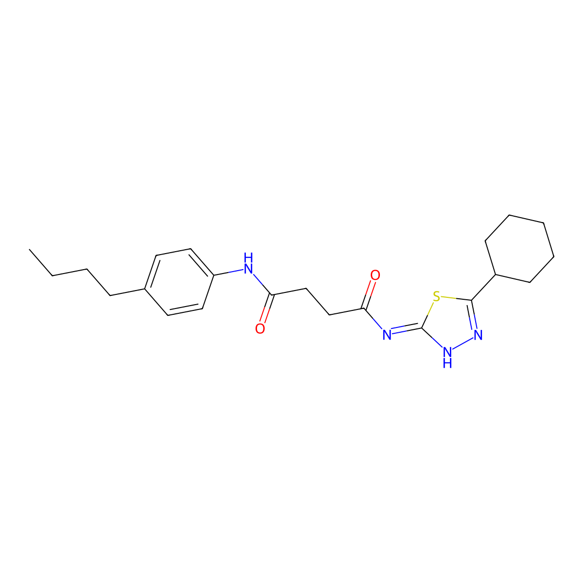 N1-(4-butylphenyl)-N4-(5-cyclohexyl-1,3,4-thiadiazol-2-yl)succinamide molecular structure, CAS 713090-66-5