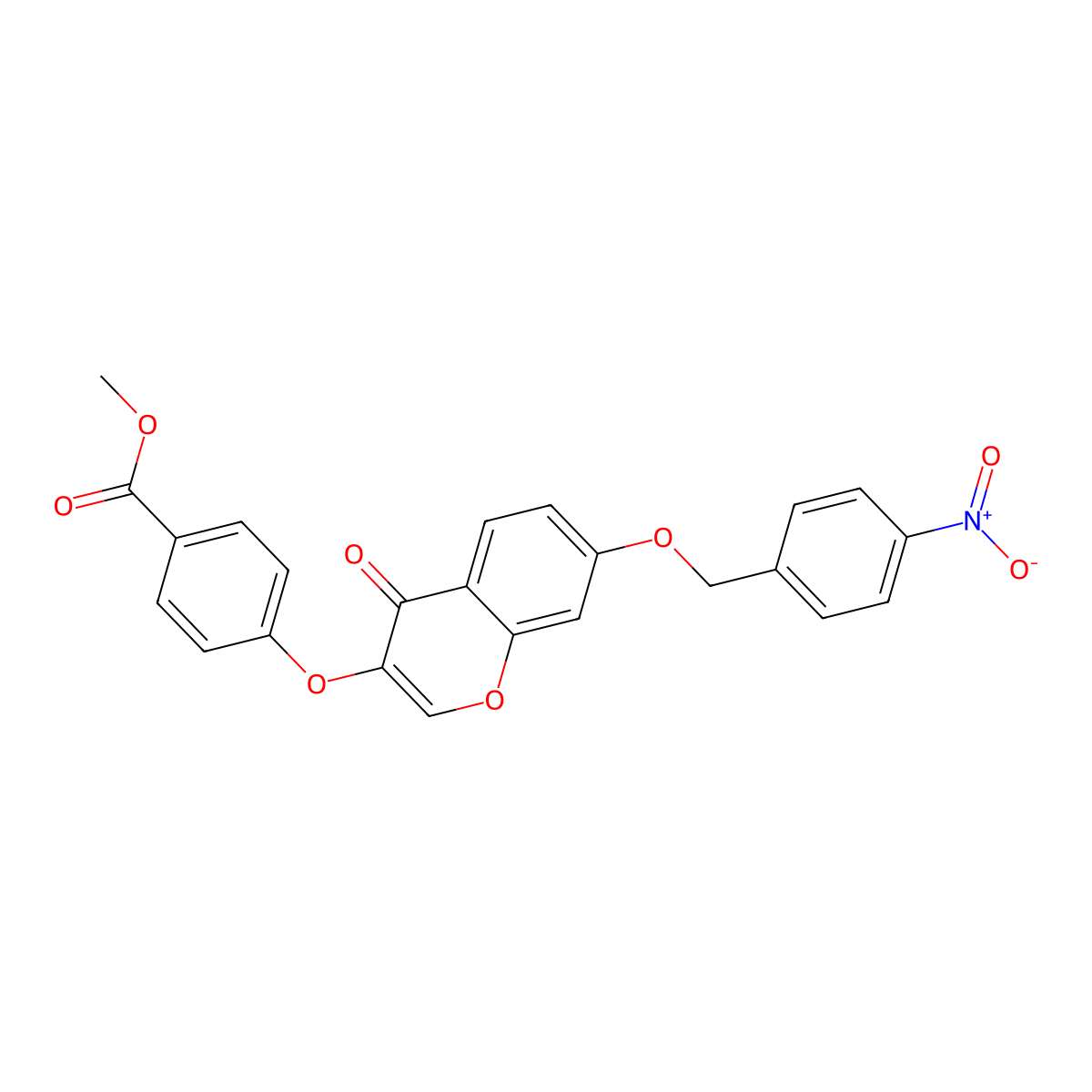 Methyl 4-[7-[(4-nitrophenyl)methoxy]-4-oxochromen-3-yl]oxybenzoate molecular structure, CAS 713090-85-8