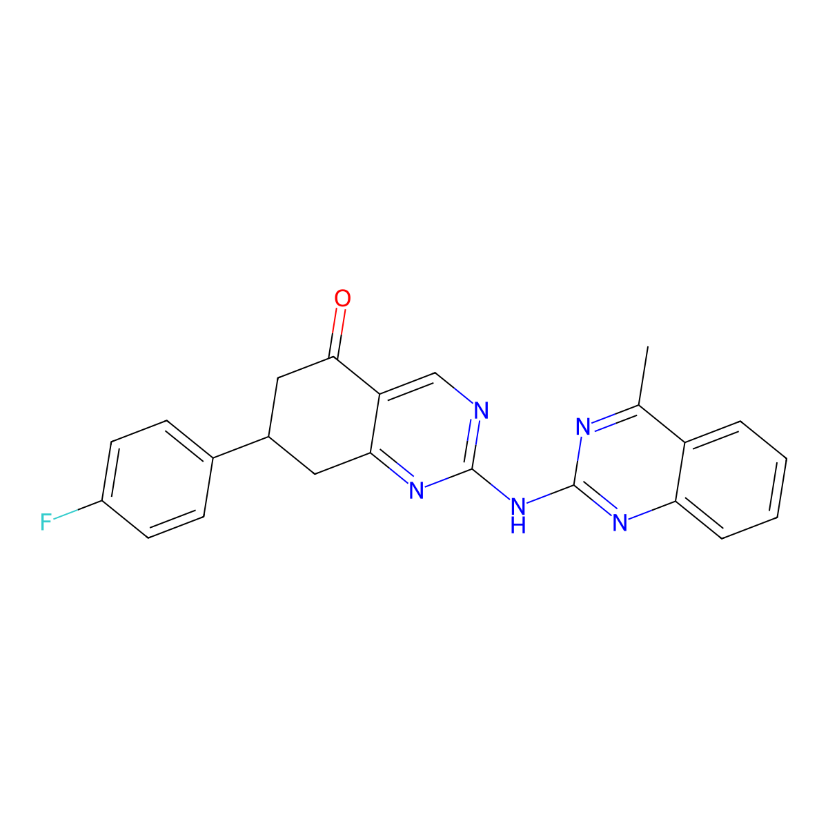 7-(4-fluorophenyl)-2-[(4-methylquinazolin-2-yl)amino]-7,8-dihydroquinazolin-5(6H)-one molecular structure, CAS 713091-31-7