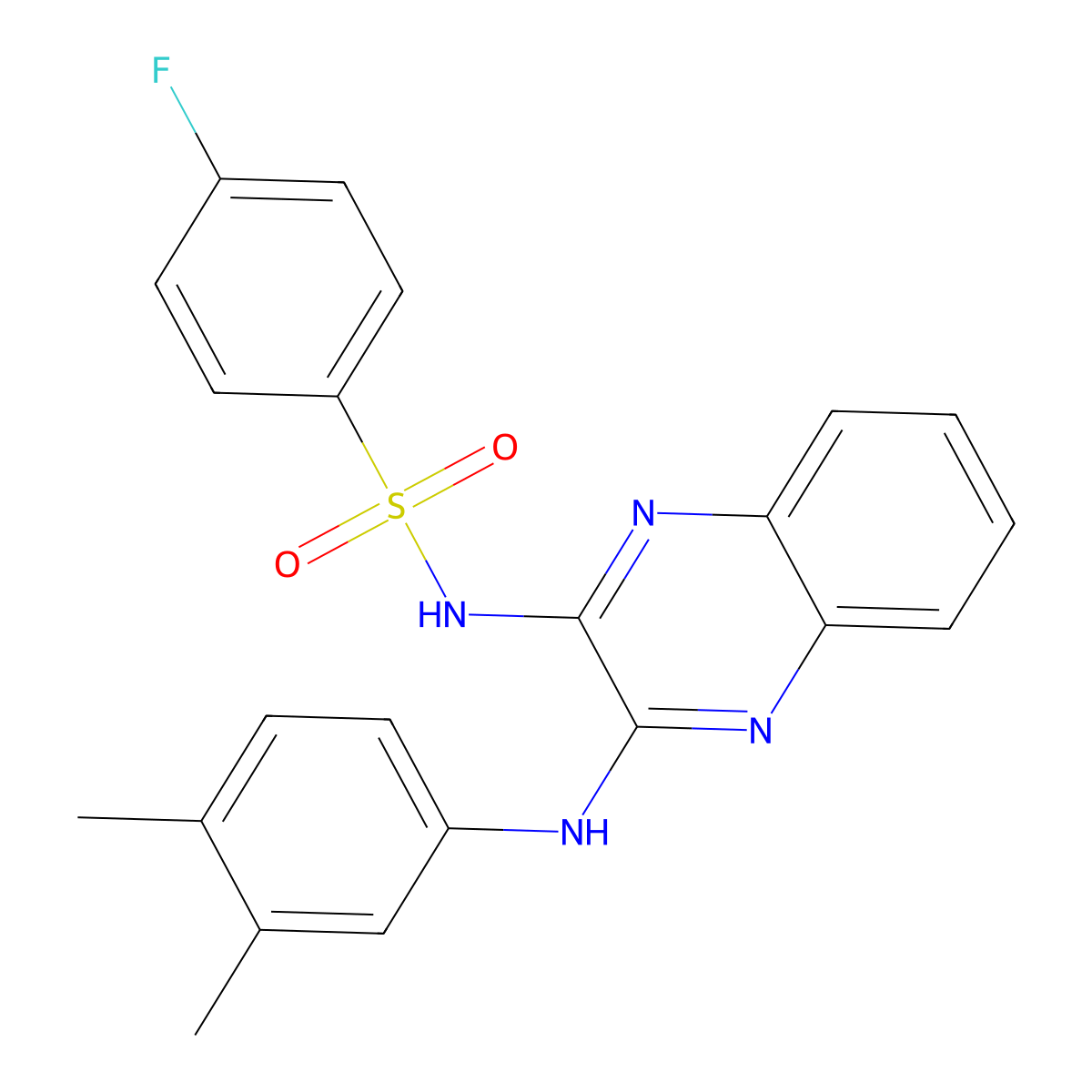 N-[3-(3,4-dimethylanilino)-2-quinoxalinyl]-4-fluorobenzenesulfonamide molecular structure, CAS 713091-76-0