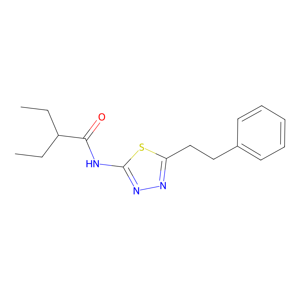 2-ethyl-N-[5-(2-phenylethyl)-1,3,4-thiadiazol-2-yl]butanamide molecular structure, CAS 713092-05-8