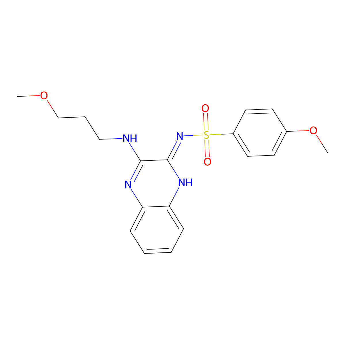 4-methoxy-N-(3-((3-methoxypropyl)amino)quinoxalin-2-yl)benzenesulfonamide molecular structure, CAS 713092-17-2