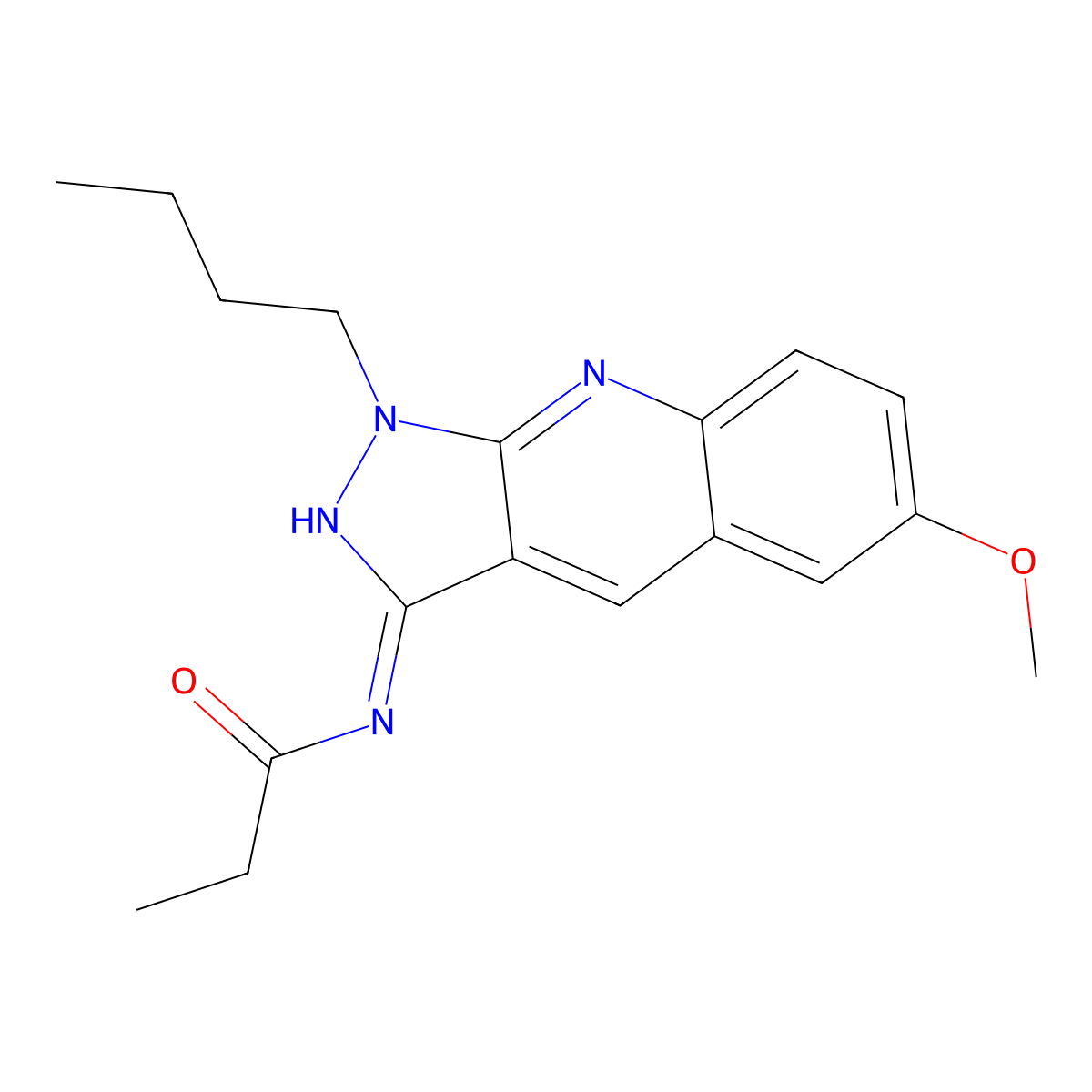 N-(1-butyl-6-methoxypyrazolo[3,4-b]quinolin-3-yl)propanamide molecular structure, CAS 713092-25-2