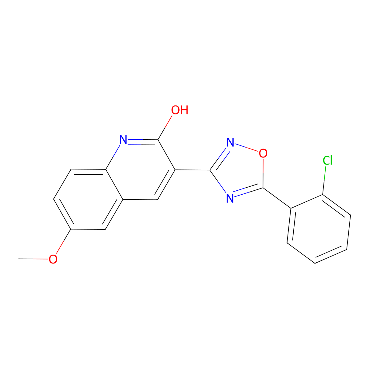 3-(5-(2-Chlorophenyl)-1,2,4-oxadiazol-3-yl)-6-methoxyquinolin-2-ol molecular structure, CAS 713092-44-5