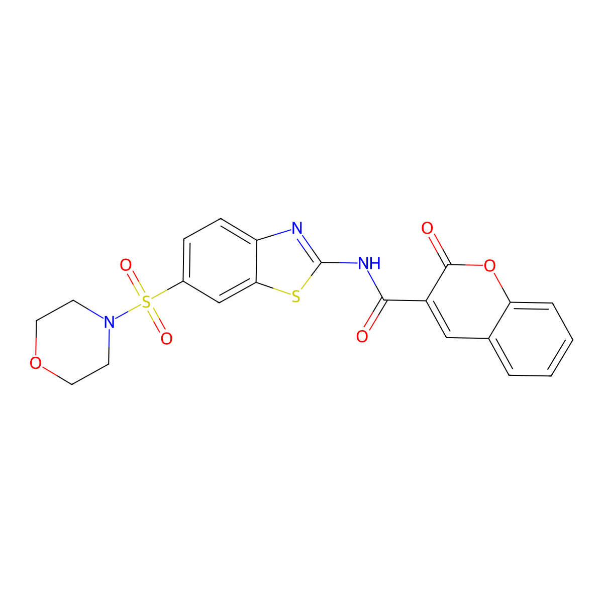 N-(6-(morpholinosulfonyl)benzo[d]thiazol-2-yl)-2-oxo-2H-chromene-3-carboxamide molecular structure, CAS 713093-40-4