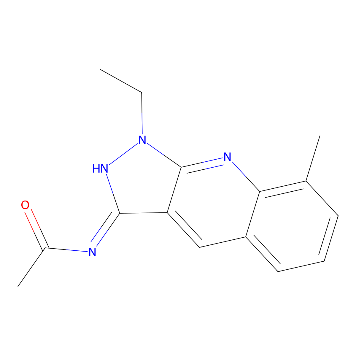 N-(1-ethyl-8-methylpyrazolo[3,4-b]quinolin-3-yl)acetamide molecular structure, CAS 713093-60-8