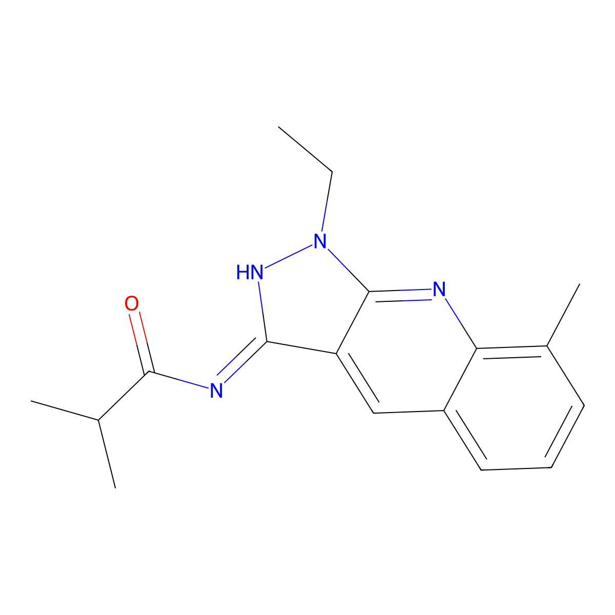 N-(1-ethyl-8-methylpyrazolo[3,4-b]quinolin-3-yl)-2-methylpropanamide molecular structure, CAS 713093-63-1