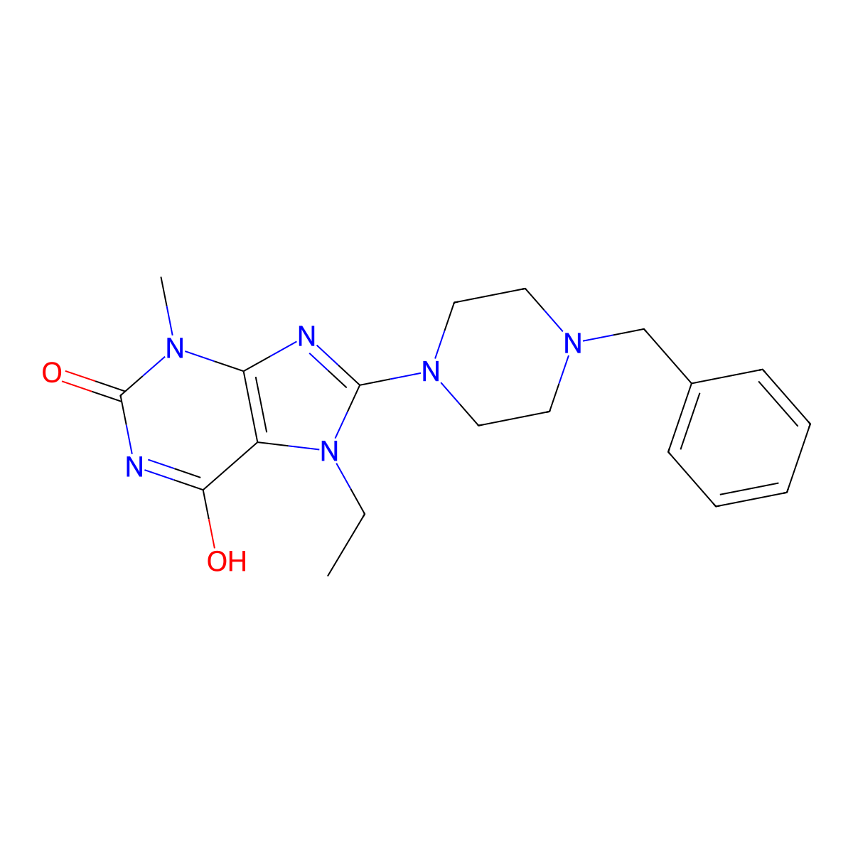 8-(4-Benzylpiperazin-1-yl)-7-ethyl-3-methylpurine-2,6-dione molecular structure, CAS 713094-03-2